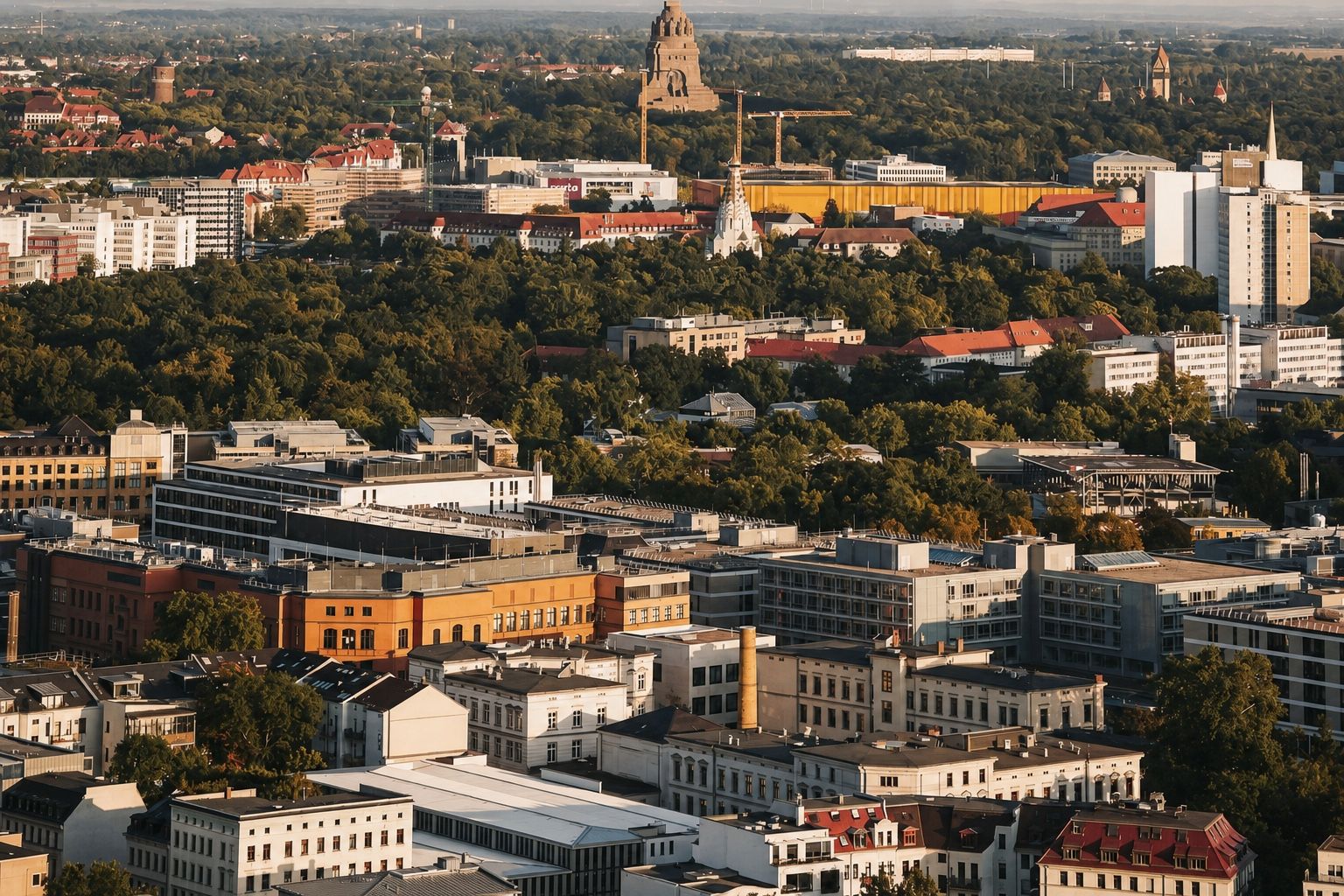 Panoramablick über Leipzig mit dem Völkerschlachtdenkmal